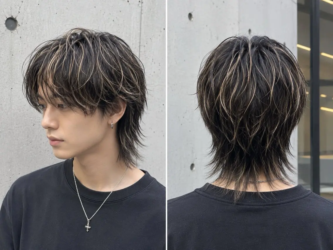 メンズ メンズ韓国風 メンズウルフカット ウルフカット men's LADIXのヘアスタイル
