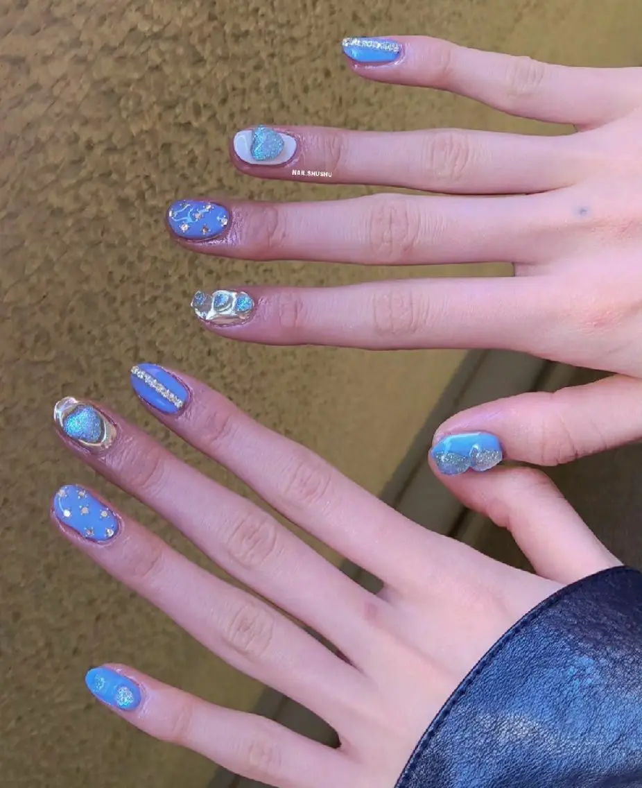 ネイル 持ち込み ニュアンスネイル ワンカラーネイル シンプルネイル 冬ネイル ハンドネイル 3dパーツ/流行り 👧shushu❤️のネイルデザイン