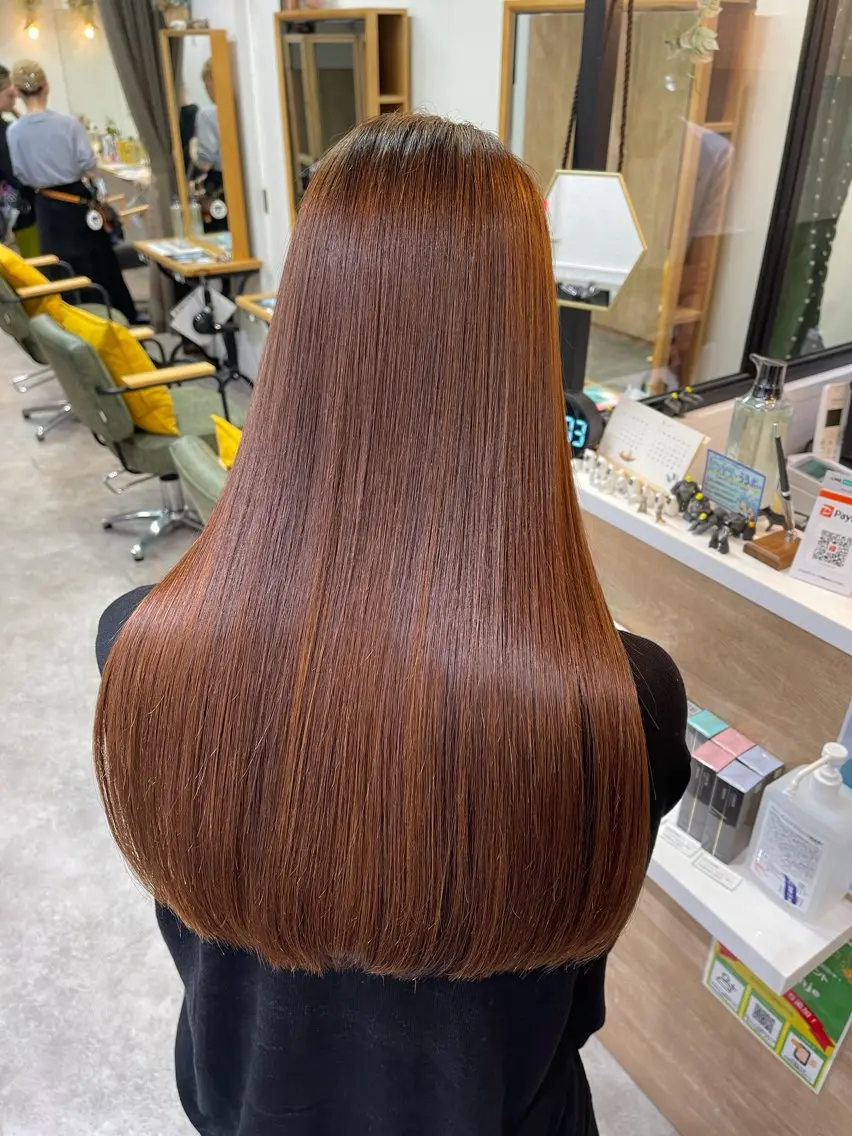 ロング カラー ブラウンカラー オレンジ オレンジブラウン ヘアカラー ブリーチ✨/似合わせ カラー🎀/Yuzuのヘアスタイル