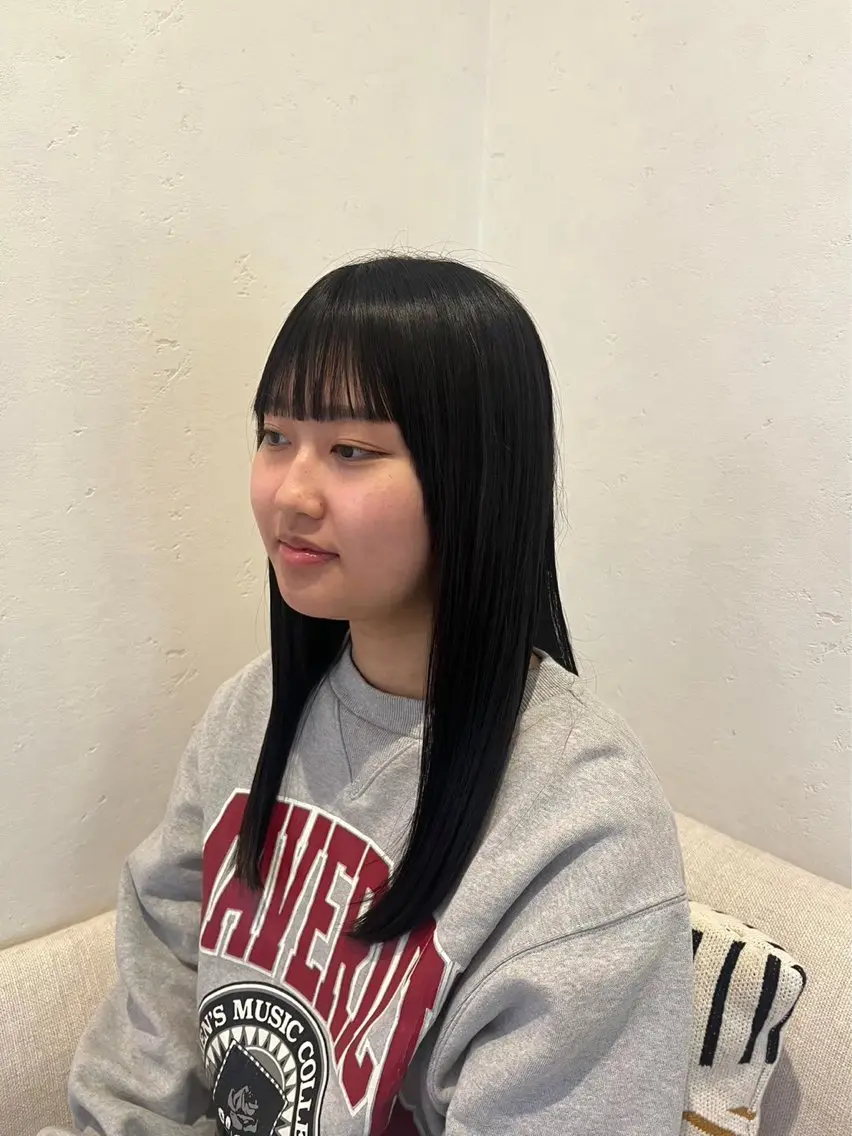 ロング カット 縮毛矯正 むらたナチュラルパー マ🌀透明感カラーのヘアスタイル