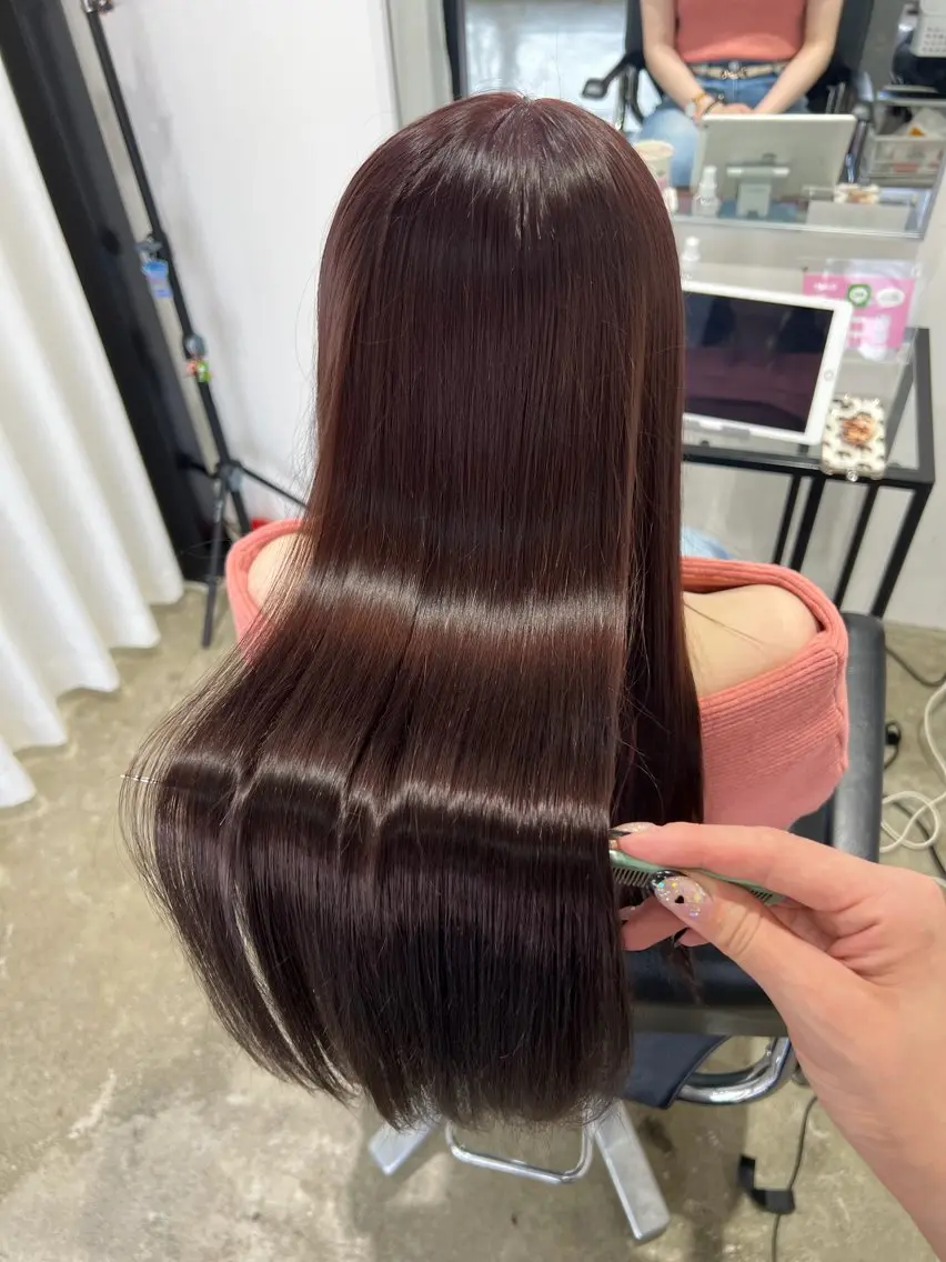 ロング カラー ブラウンカラー 韓国風ヘア トリートメント カット ヘアカラー ヨシオカ マオのヘアスタイル