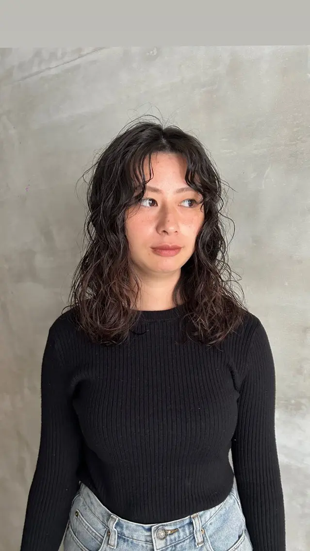 ロング パーマ カット パーマ タナカ カナ🫧のヘアスタイル