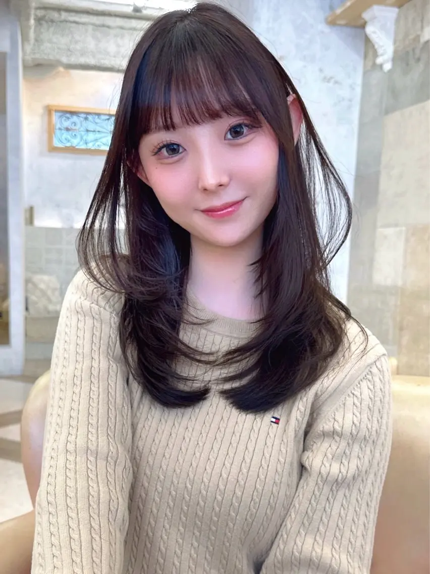 セミロング カット ヘアカラー トリートメント 荻野 峻輔/レイヤー /ハッシュ/透明感のヘアスタイル