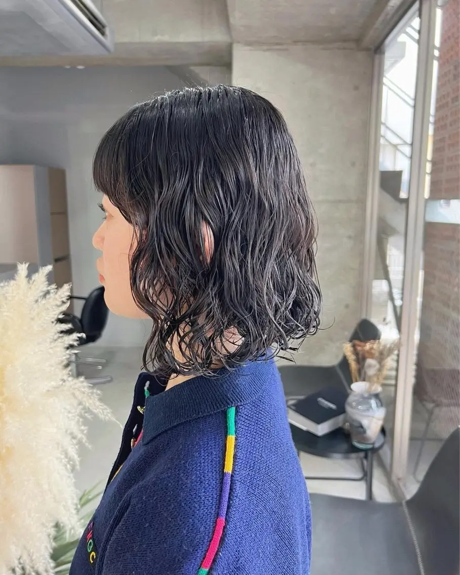ミディアム パーマ ミディアムパーマ 宮嶋 蓮のヘアスタイル