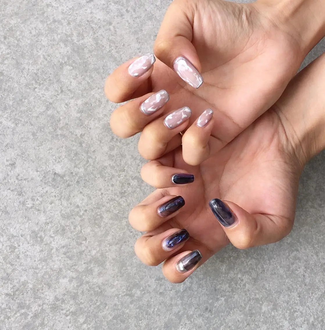 ネイル アートネイル 長さ出し ジェルネイル マットネイル ミラーネイル ハンドネイル nail salon Soeurのネイルデザイン