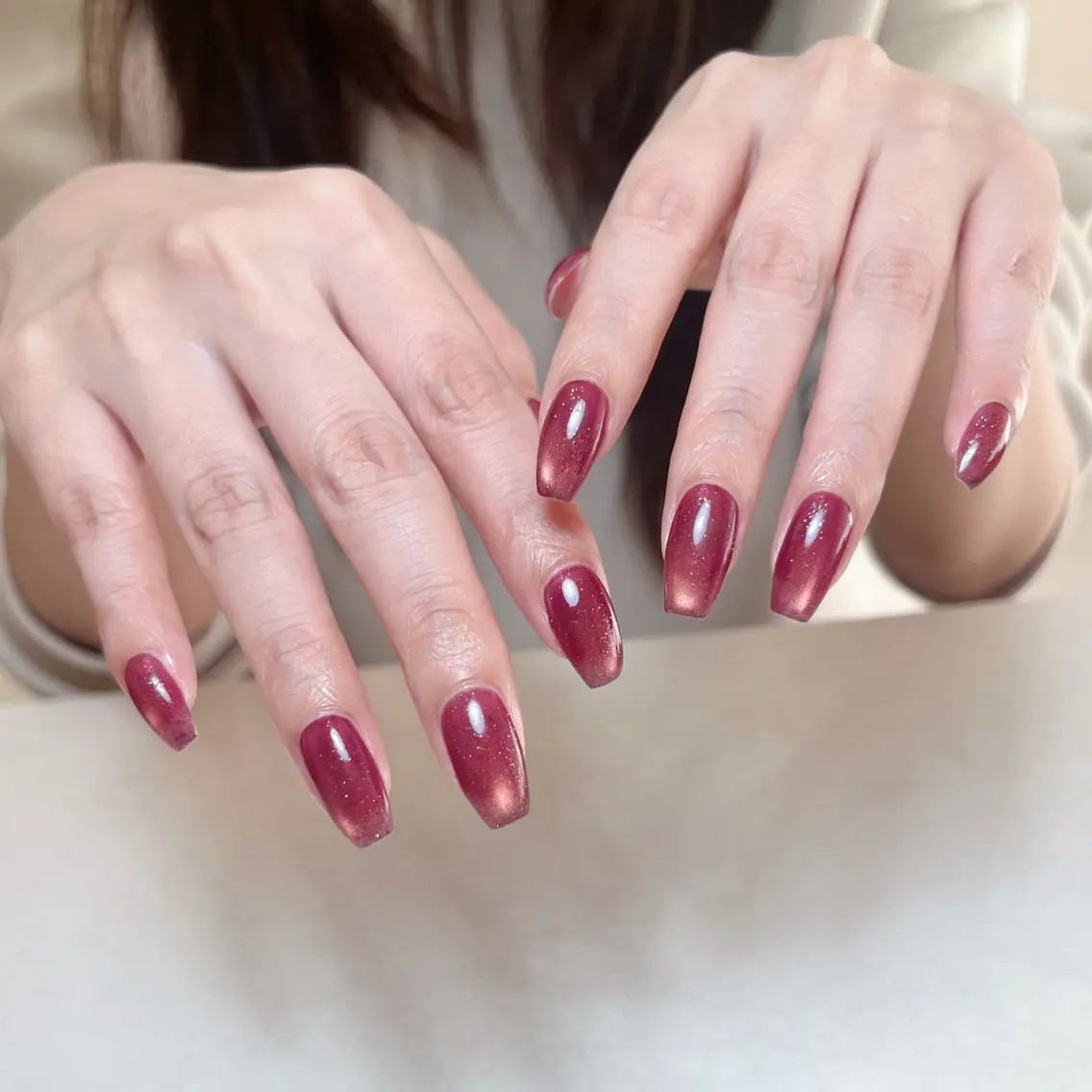 ネイル ボルドー マグネットネイル ハンドネイル Nail Salon BELMUEのネイルデザイン