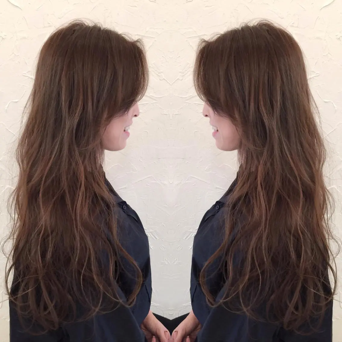 ミディアム セミロング ロング カラー パーマ ベージュカラー ヌーディベージュ 👑圧倒的カラー👑 佐々木祐希のヘアスタイル
