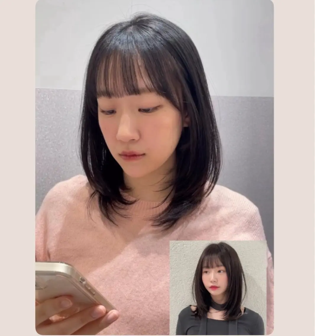 ミディアム ハッシュカット 韓国風ヘア レイヤーカット カット ヘアカラー トリートメント ❤︎︎韓国ヘア❤︎︎ 𝑺𝒉𝒊𝒉𝒐のヘアスタイル