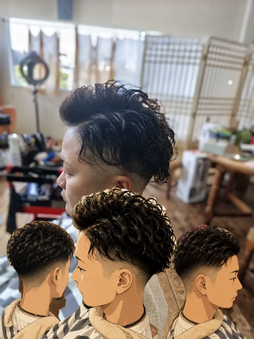 パーマ メンズ カット パーマ タカハシ ユウヤのヘアスタイル