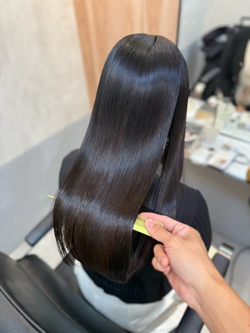 ロング パーマ 髪質改善 ストレートパーマ 縮毛矯正 若命燿史/レイヤー 縮毛矯正/髪質改善のヘアスタイル