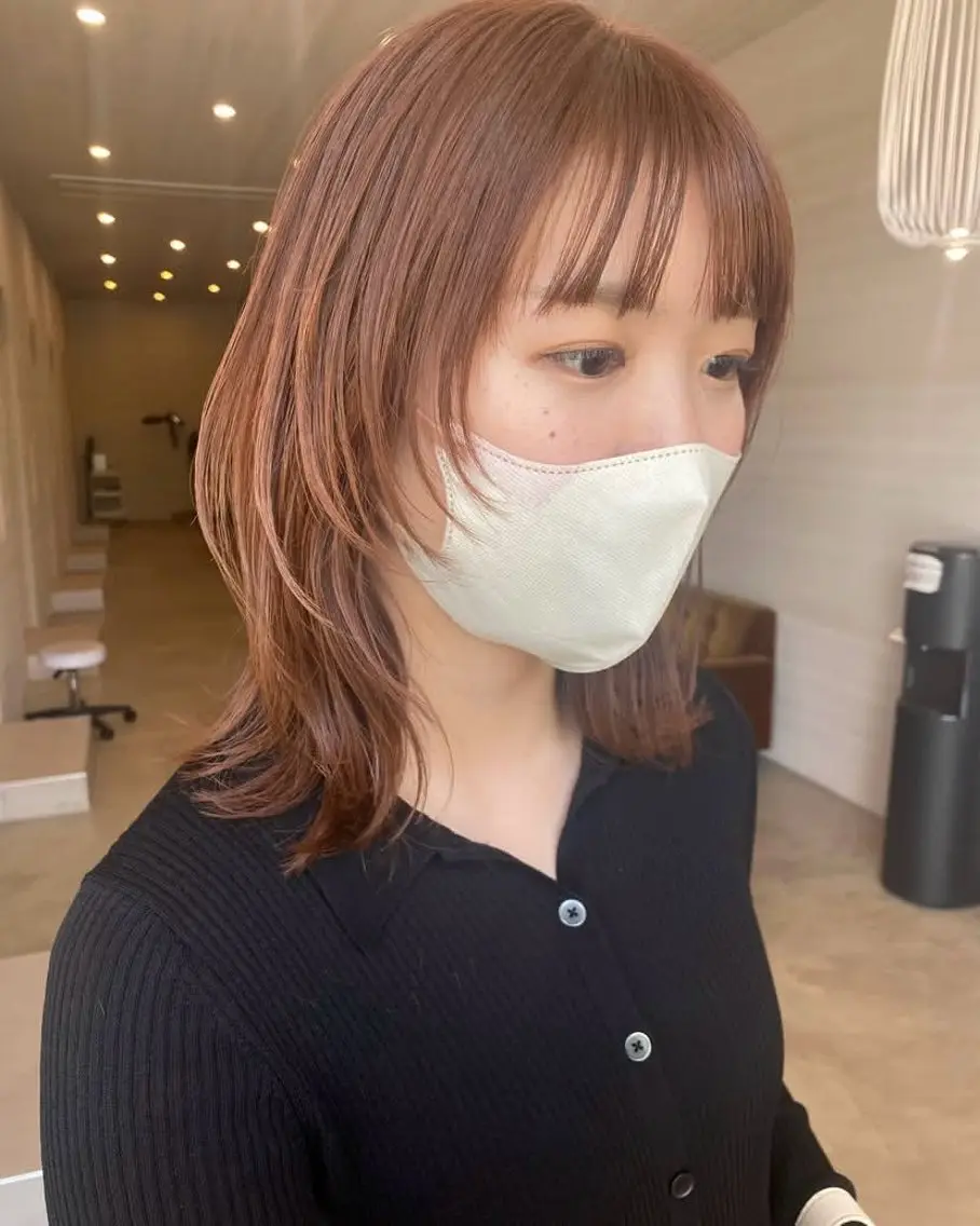 ミディアム カット ヘアカラー トリートメント レイヤー・ハッシュ ・ウルフカット/川崎のヘアスタイル