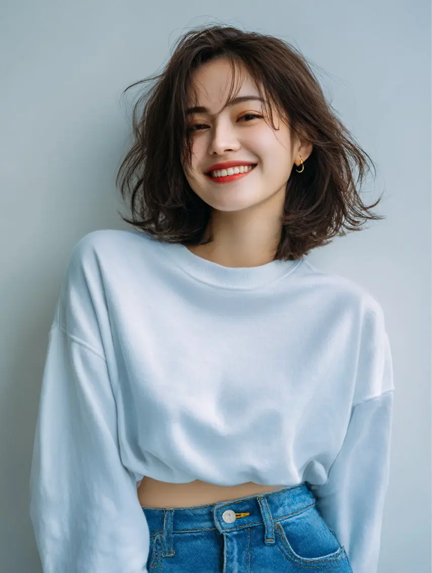 ミディアム カラー カット ヘアカラー 向井 友菜のヘアスタイル