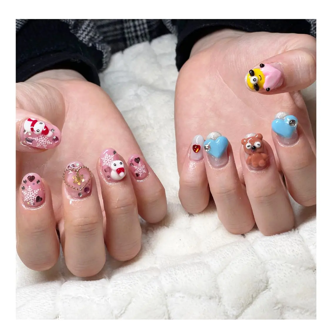 ネイル アートネイル ジェルネイル 冬ネイル ハンドネイル LaLa Peach 福岡のマツエク・マツパデザイン