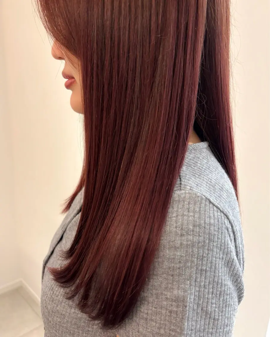 ミディアム カラー レッドカラー ヘアカラー トリートメント 透明感color🍃 Kurumiのヘアスタイル
