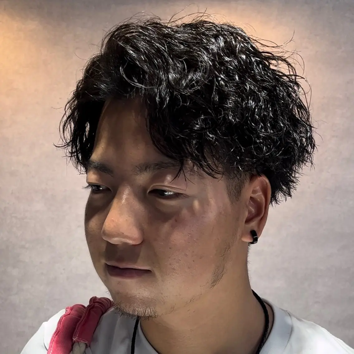 ショート カラー パーマ メンズ カット パーマ ヘッドスパ ヘアセット センターパート マスターかずまのヘアスタイル