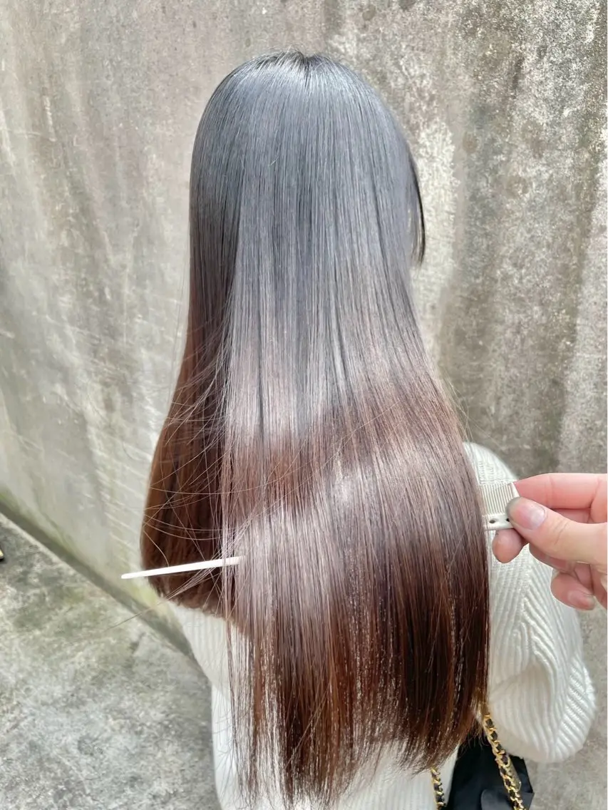ロング カット 縮毛矯正 最小ダメージ縮毛矯正 /暖色カラー/Rieのヘアスタイル