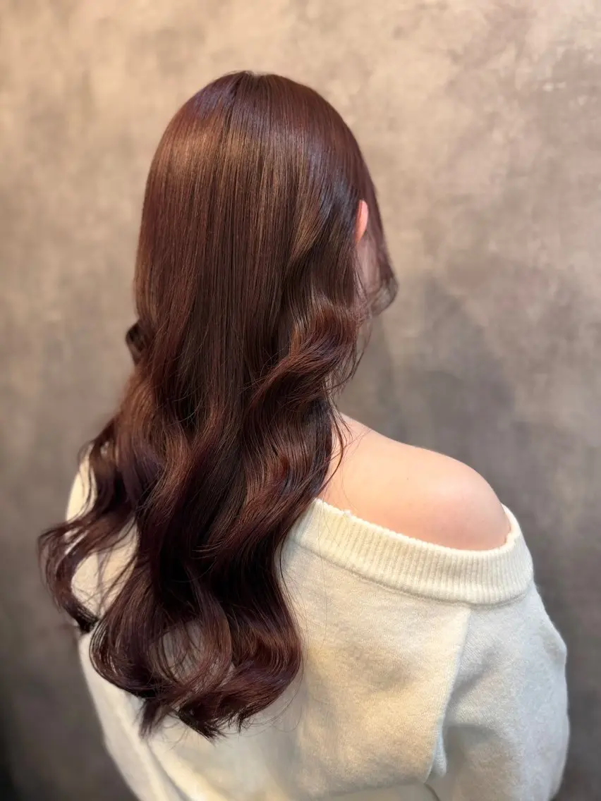 ロング カラー カシス レッドカラー カット ヘアカラー トリートメント ARARE HAIR みゆきのヘアスタイル