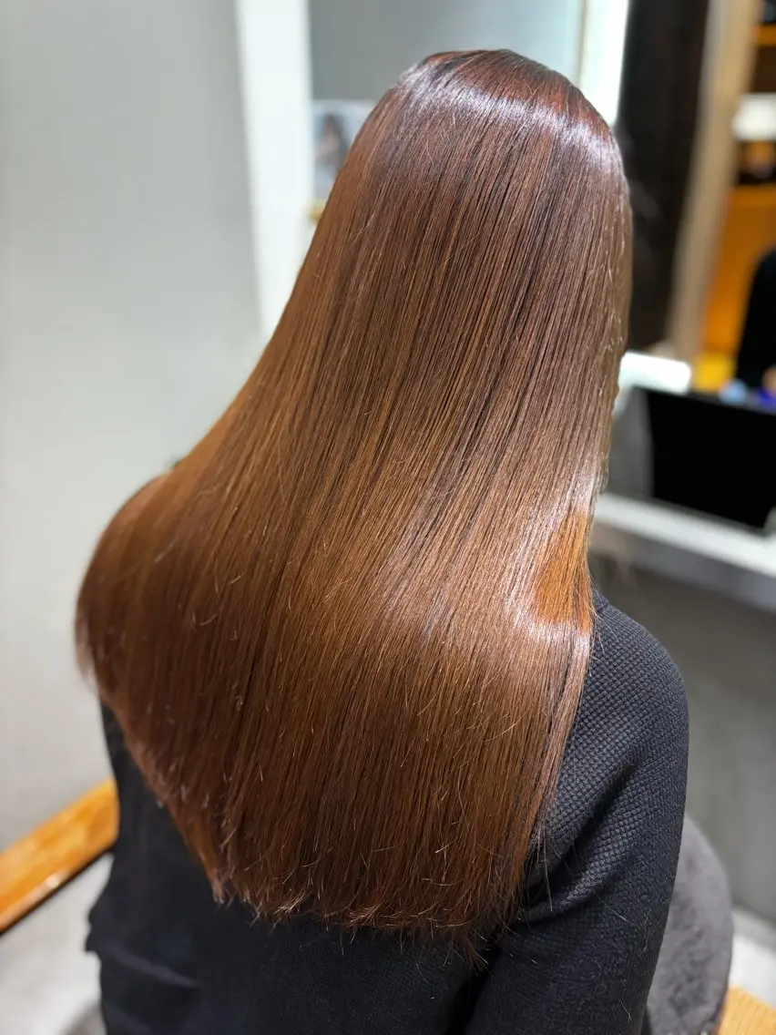 ロング 髪質改善 酸性ストレート 縮毛矯正 ✂︎髪質改善&透明感 YOSHIKI✂︎のヘアスタイル