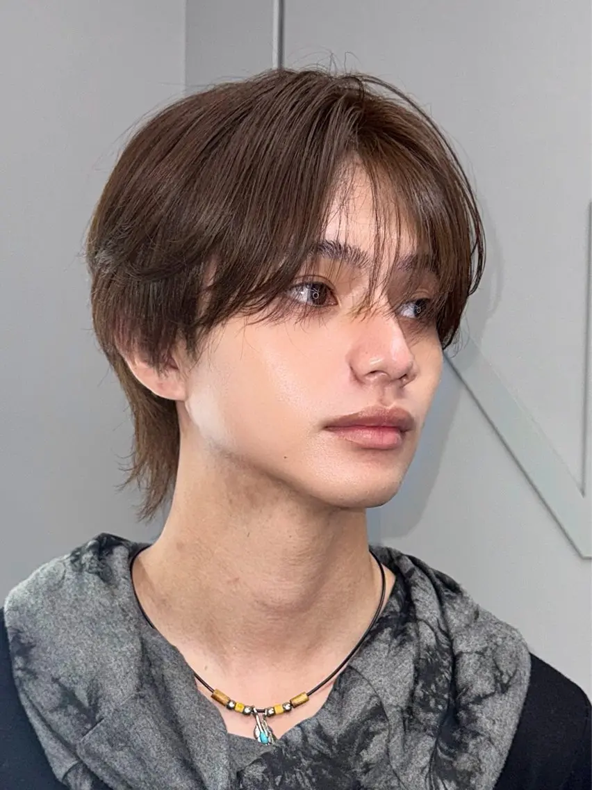 カラー メンズ センターパート ダウンパーマ カルマパーマ メンズ韓国風 マッシュ カット ヘアカラー トリートメント Ayuki /福岡/メンズカットのヘアスタイル
