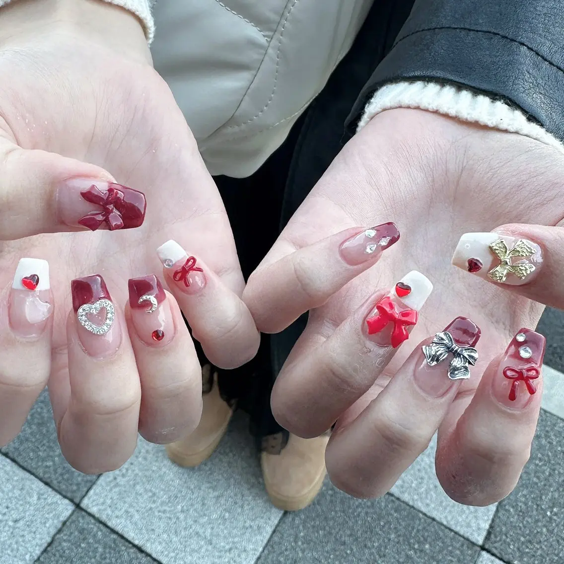ネイル アートネイル リボン ハンドネイル tee nailのネイルデザイン