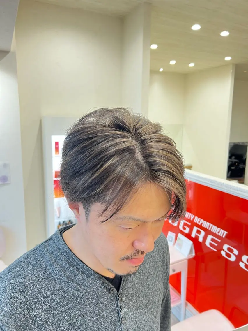 カラー メンズ ヘアカラー 太白区/白髪ぼかし ハイライト/千葉達人のヘアスタイル
