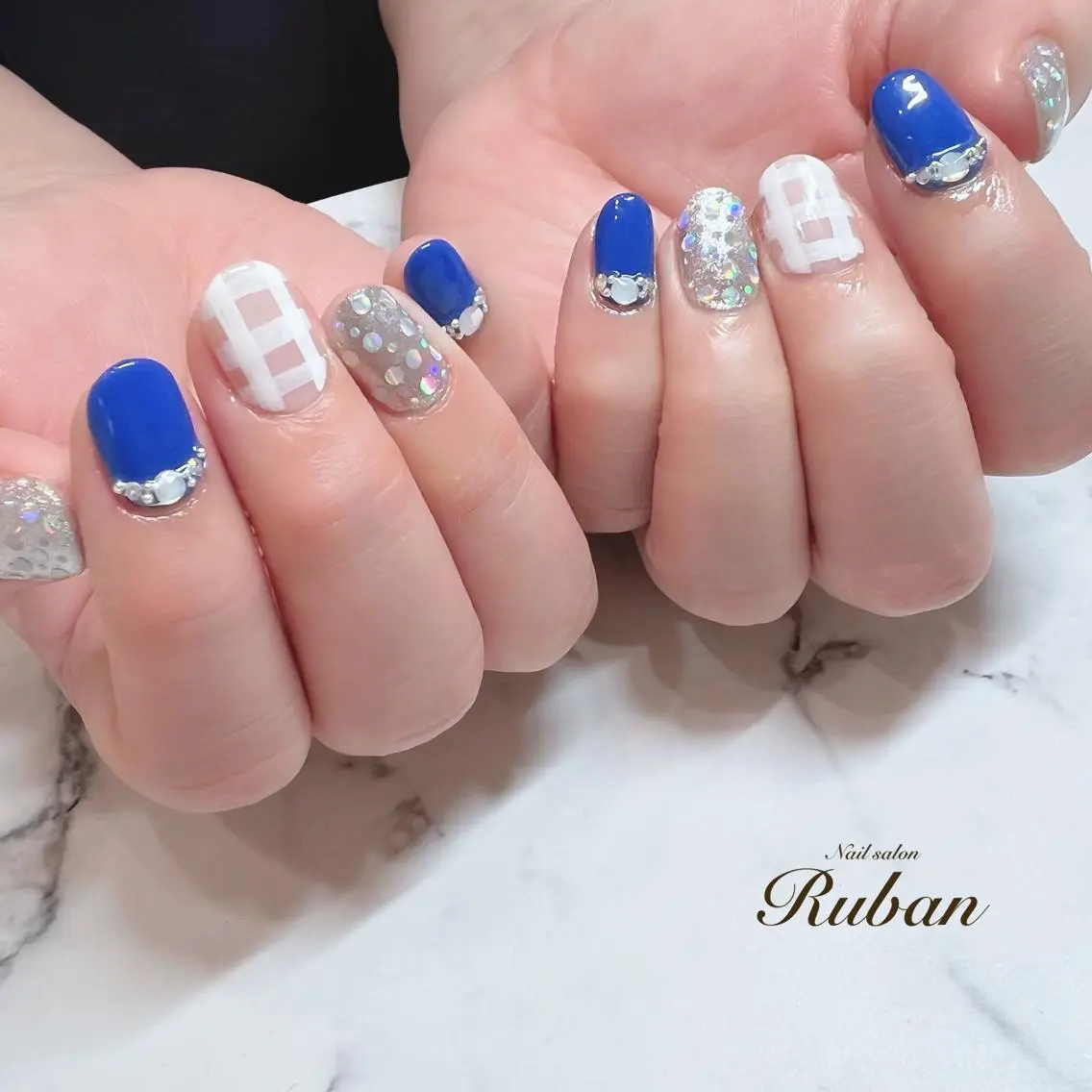 ネイル ブルー ホログラムネイル Nail salon Rubanのネイルデザイン