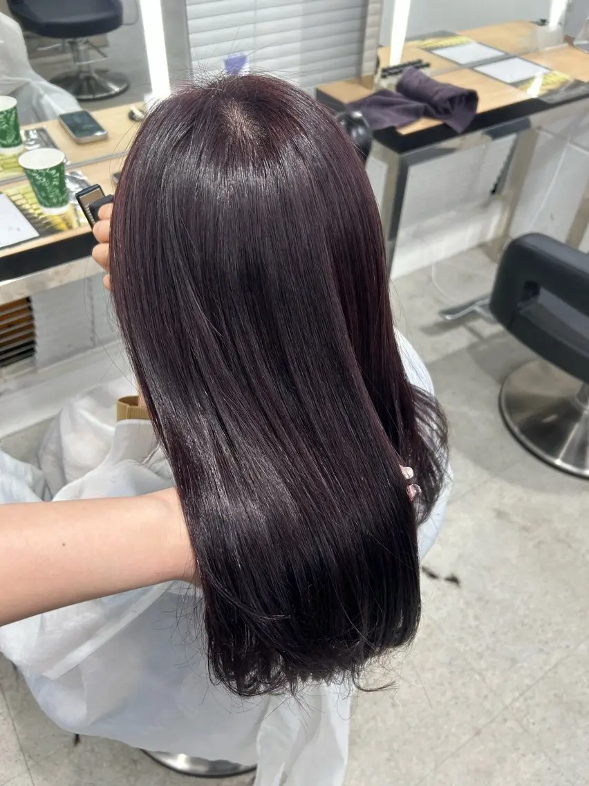 セミロング ヘアカラー トリートメント 縮毛矯正/ブリーチな しラベンダー/心優のヘアスタイル