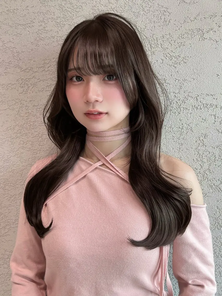 ロング カラー カット ヘアカラー トリートメント 興津/レイヤー/韓国 ハイトーン/美髪縮毛のヘアスタイル