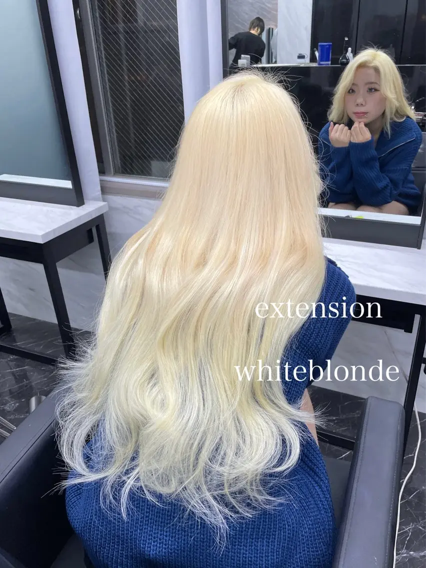 ロング カラー ブリーチ ケアブリーチ ヘアカラー エクステ エクステ🩵ブリーチ 韓国ヘア🩵KAEのヘアスタイル