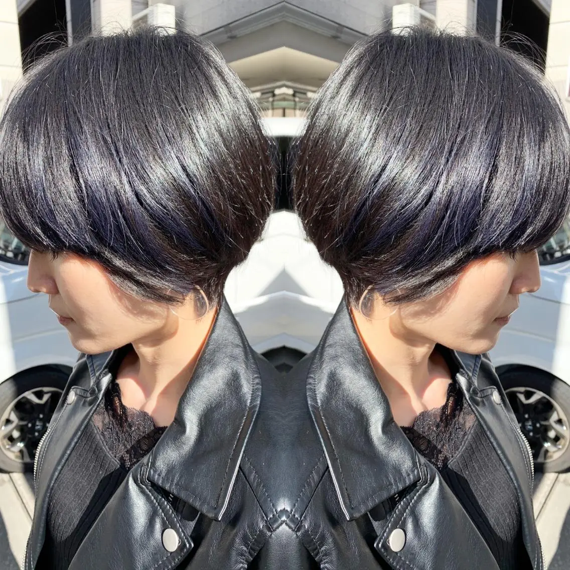 ショート ハンサムショート パープルカラー ショートヘア カット ヘアカラー トリートメント H (エイチ) 烏丸御池店のヘアスタイル
