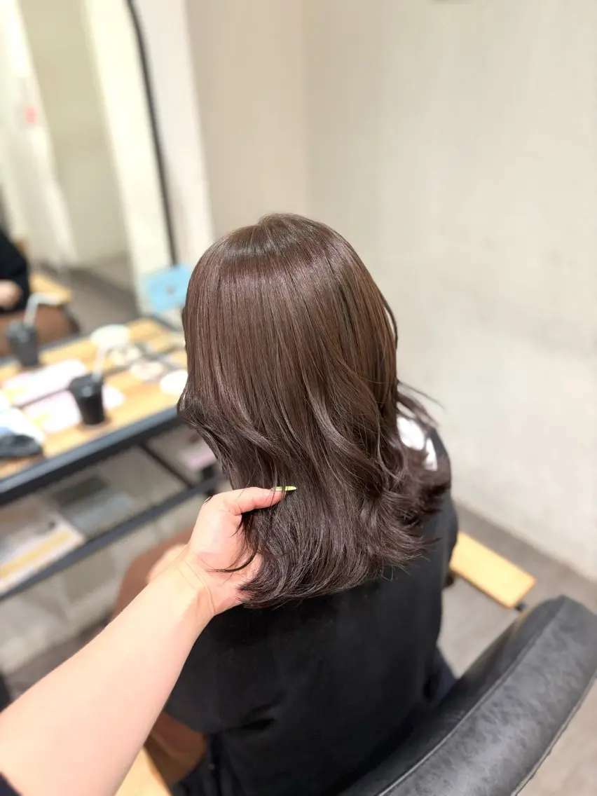 セミロング カラー ブラウンカラー ピンクカラー ピンクブラウン ヘアカラー cocotteひな /カラーモデル🌼のヘアスタイル