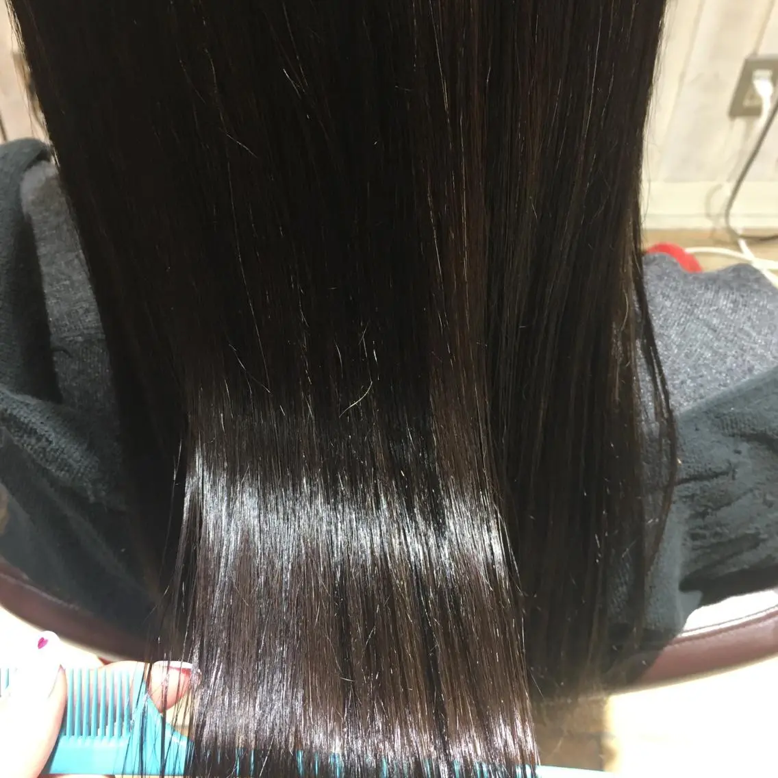 ロング カット 縮毛矯正 艶カラー/韓国風ヘア 🩵shioneのヘアスタイル