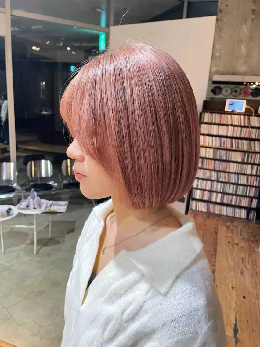 ショート カラー ベージュカラー ブリーチ ピンクカラー ピンクベージュ ヘアカラー トリートメント 🪿透明感/艶カラー ﾜﾀﾅﾍﾞｱｵｲのヘアスタイル