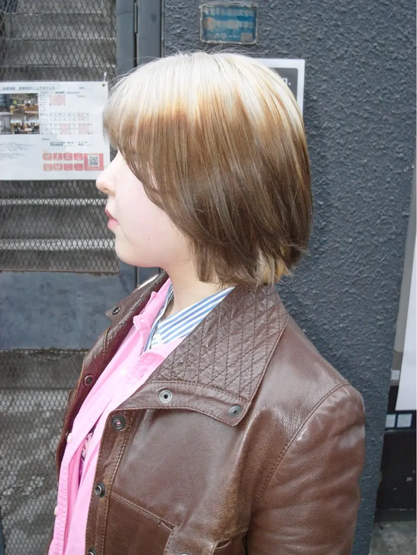 ミディアム カラー 顔周りカット カット ヘアカラー トリートメント ryuei /原宿のヘアスタイル