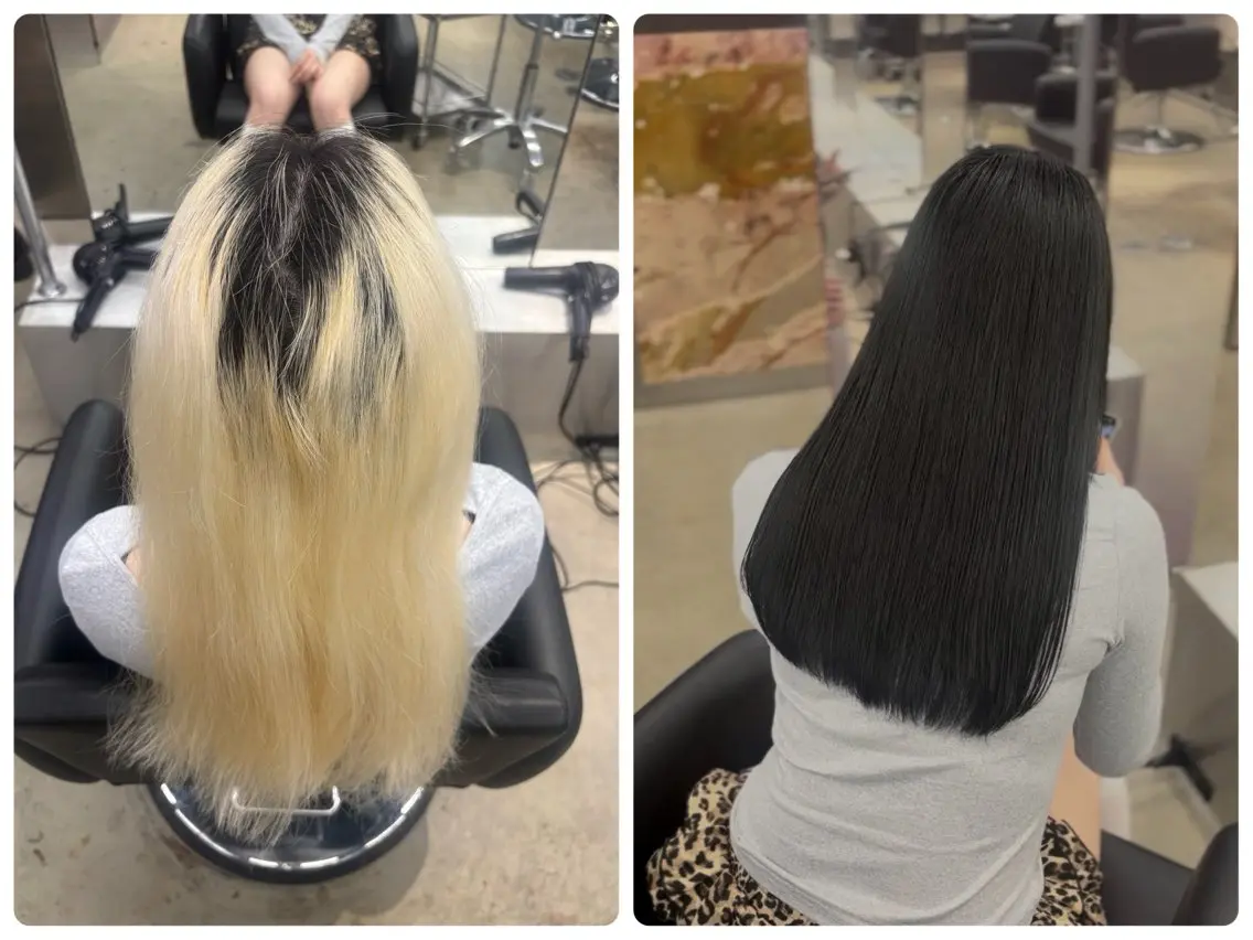 カラー 黒髪 ブリーチ PELE  渋谷 airiのヘアスタイル