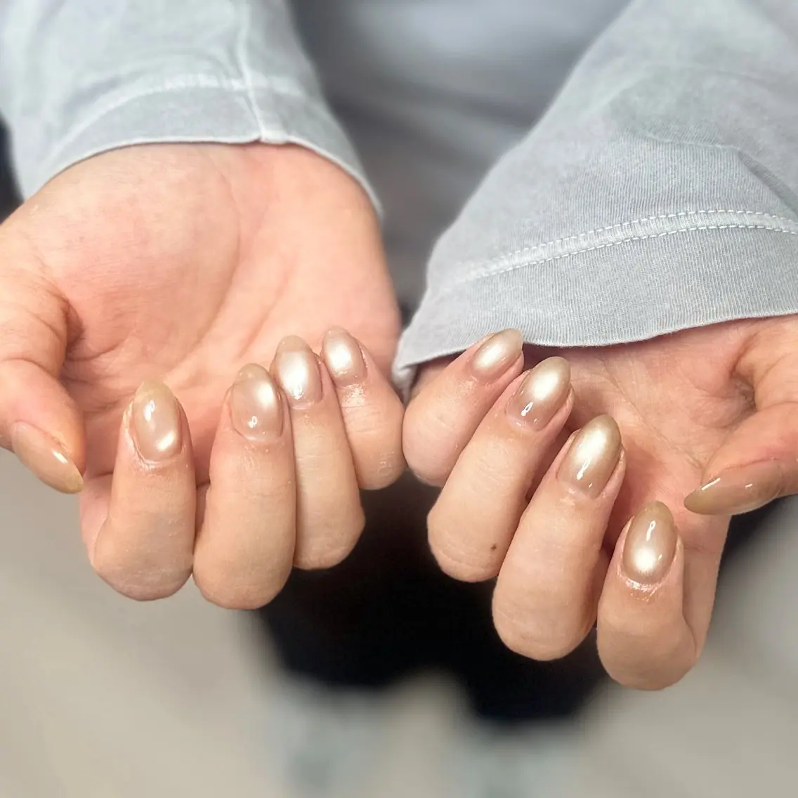 ネイル アートネイル オーロラネイル チークネイル フレンチネイル ガラスフレンチ 🎀YooLi Nail salonのネイルデザイン