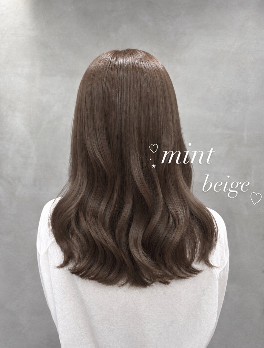 カラー ベージュカラー ミント ミントベージュ オリーブカラー ヘアカラー 透明艶カラー☆ アレンジ🪽yuiのヘアスタイル