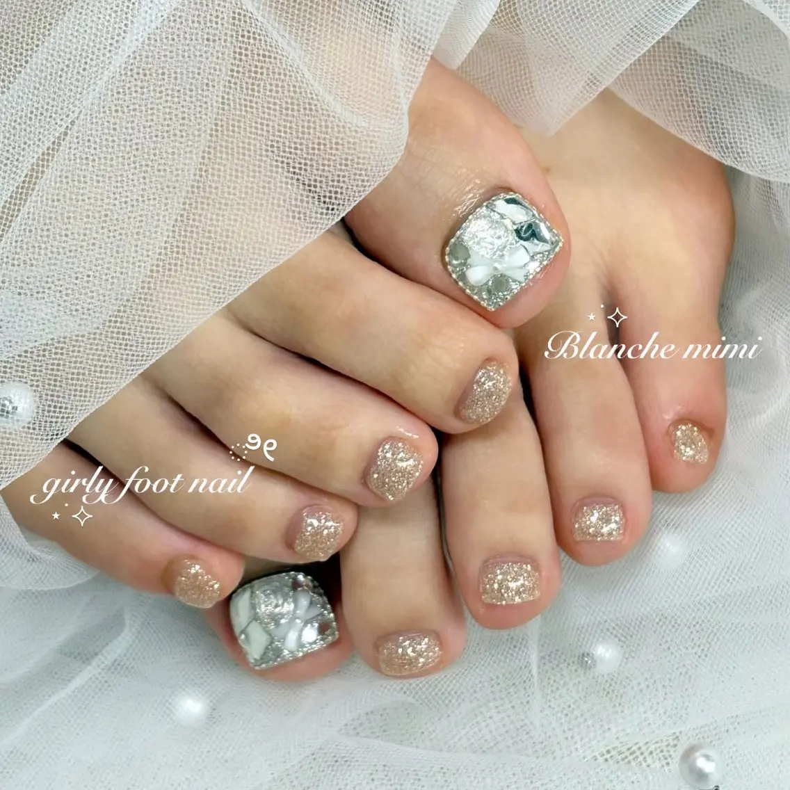 ネイル フットネイル Blanche mimi.u_aのネイルデザイン