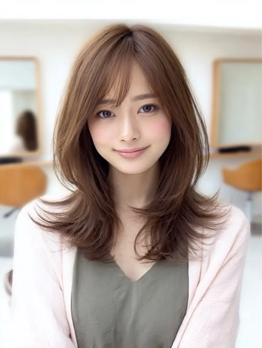 セミロング セミロングパーマ ハイレイヤー 韓国風ヘア レイヤーカット カット ヘアカラー トリートメント ✨毛髪診断で絶対綺麗 ✨美髪艶髪専門✨高浪のヘアスタイル