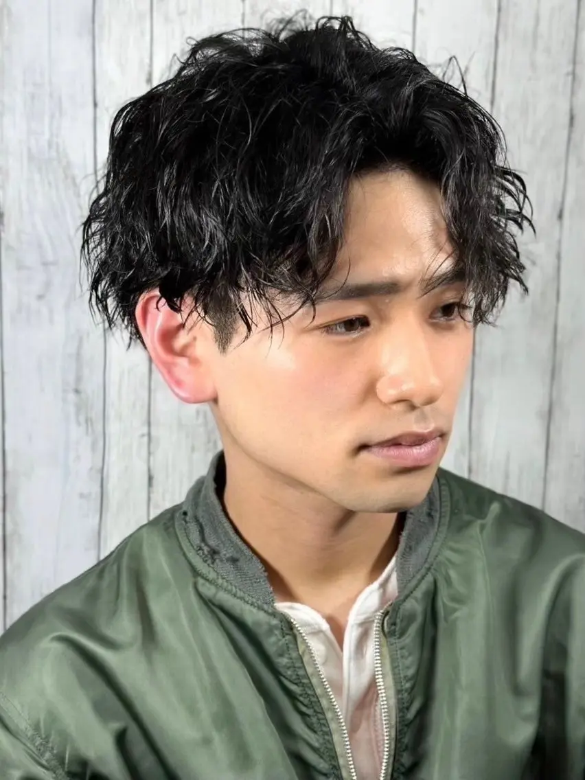 ミディアム パーマ ヘアアレンジ メンズ カット パーマ ⚡️メンズ特化⚡️ 倉林 隼大のヘアスタイル
