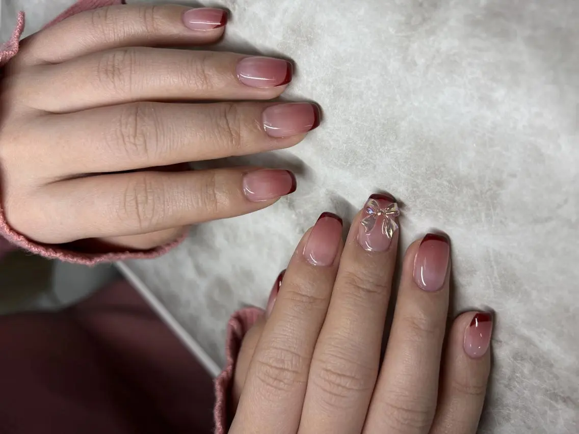 ネイル 長さ出し フレンチネイル ジェルネイル ガラスフレンチ 韓国ネイル MoriseNail Jr研修💜はるかのネイルデザイン