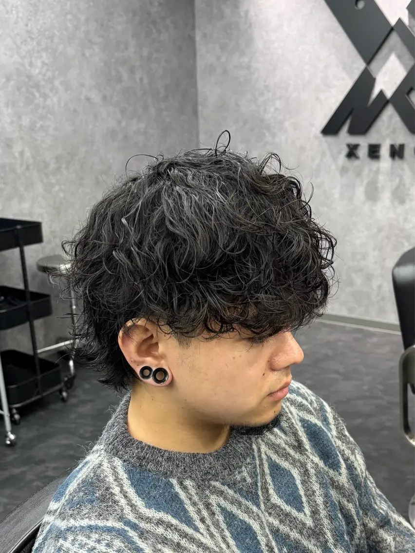 パーマ メンズ カット パーマ 深野 ちさとのヘアスタイル