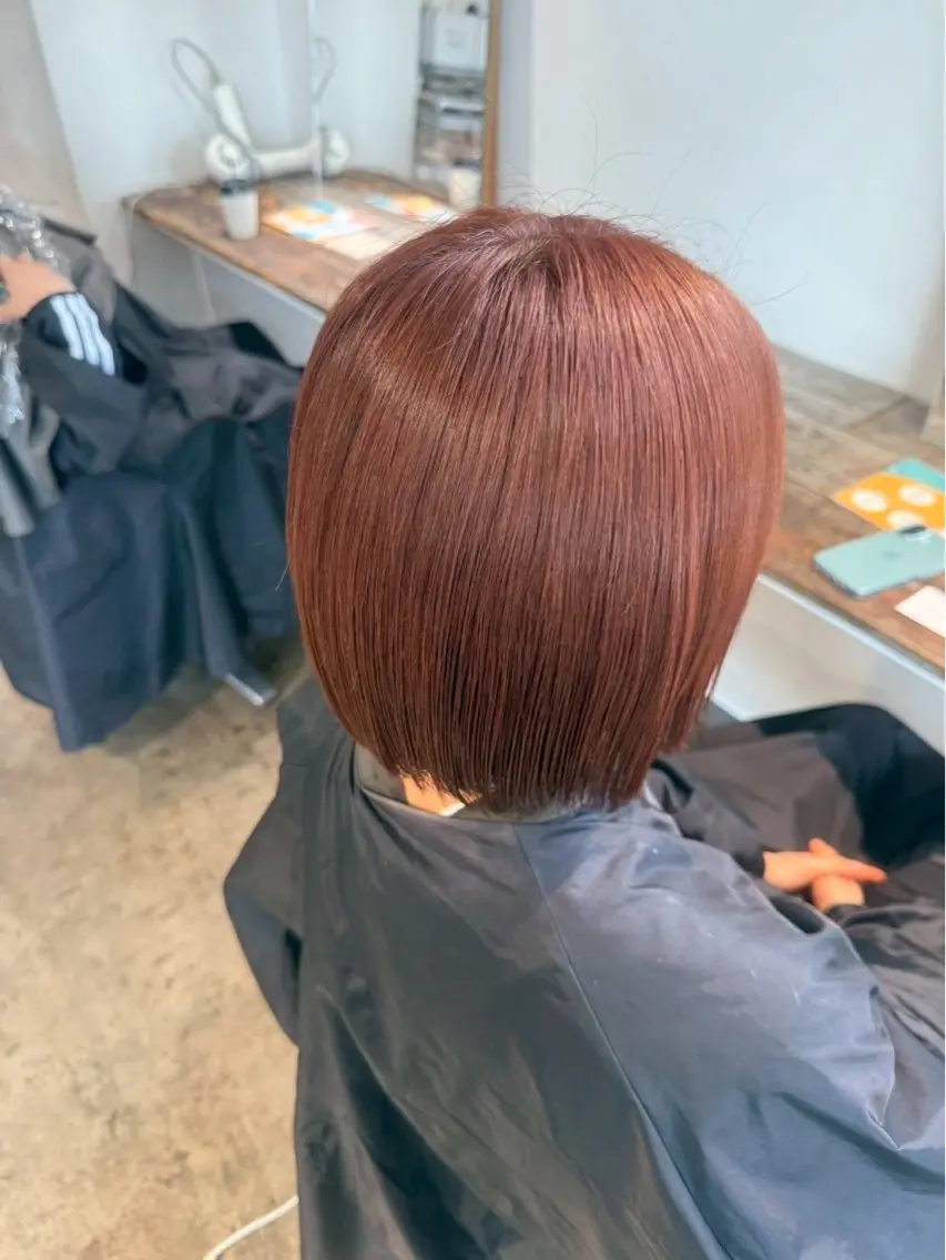 ミディアム カラー ブリーチ ブラウンカラー ブリーチなしカラー オレンジ レッドカラー ブリーチ/ハイトーン ⚗️HARUKAのヘアスタイル