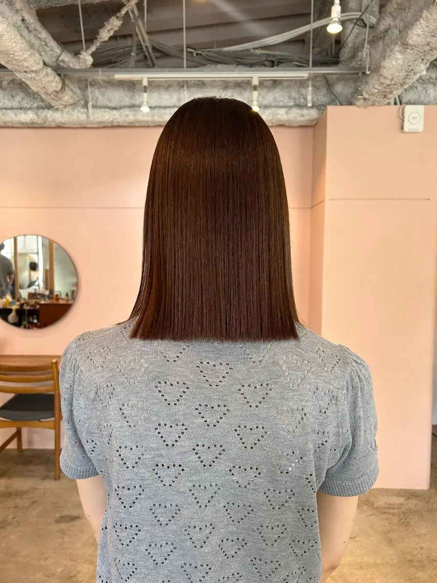 セミロング パーマ 縮毛矯正 🎀suzuna 透明感colorのヘアスタイル