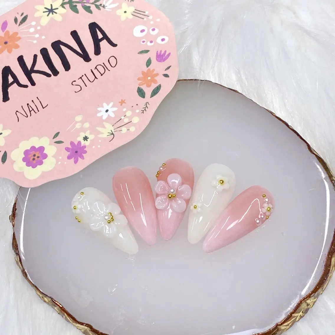 セミロング 韓国風ヘア ハンドネイル Akina Nail 亀戸のネイルデザイン