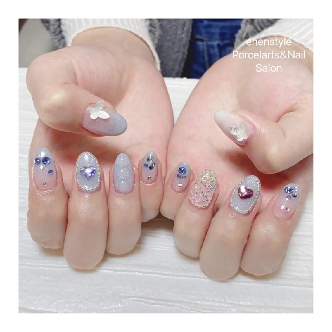 セミロング ネイル ハンドネイル 🐾enen style 🐾のネイルデザイン