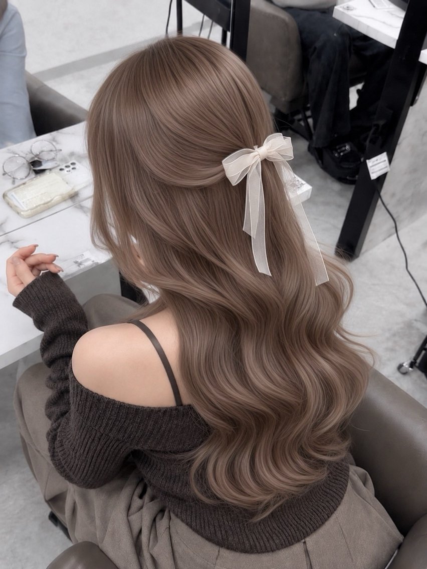 ロング カラー カット ヘアカラー トリートメント ヘアセット クルミ🤍推し活 🎀ピンクカラーのヘアスタイル