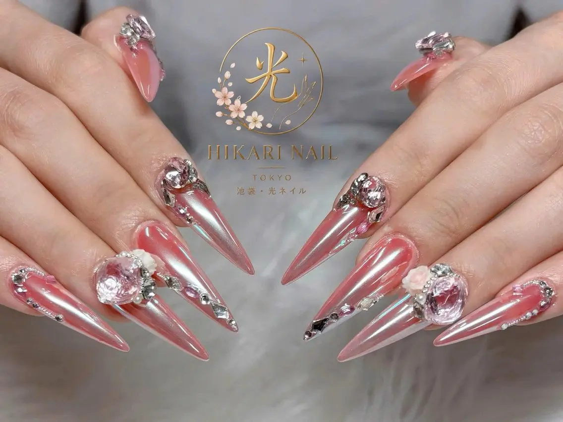 ネイル チークネイル 長さ出し フレンチネイル ガーリー ハロウィン ハンドネイル HikariNail Ikebukuroのネイルデザイン