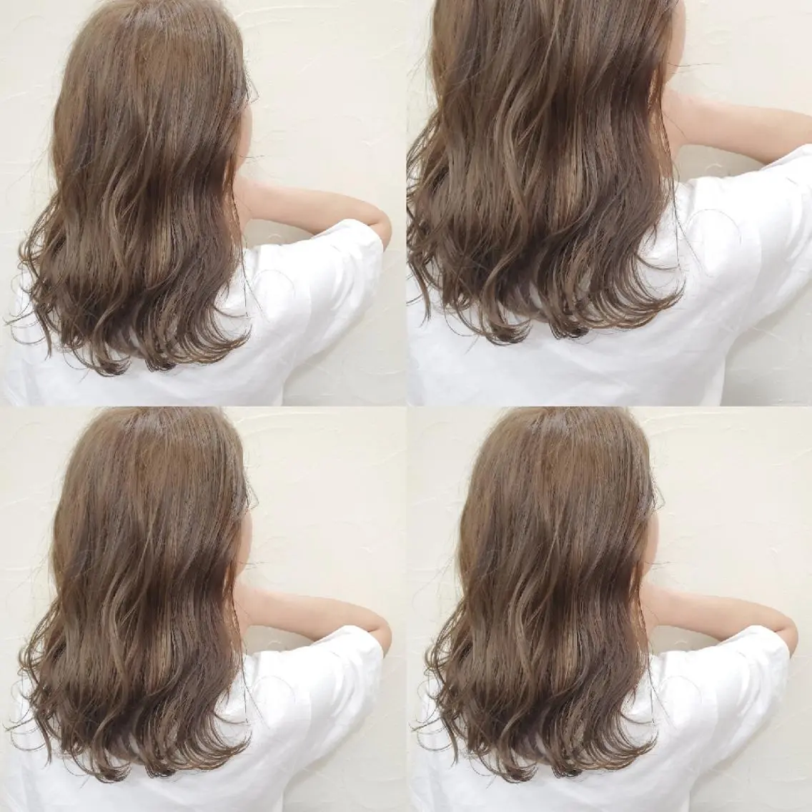 ミディアム カラー ヘアカラー ツヤ髪✨縮毛矯正 ハイトーンカラーのヘアスタイル