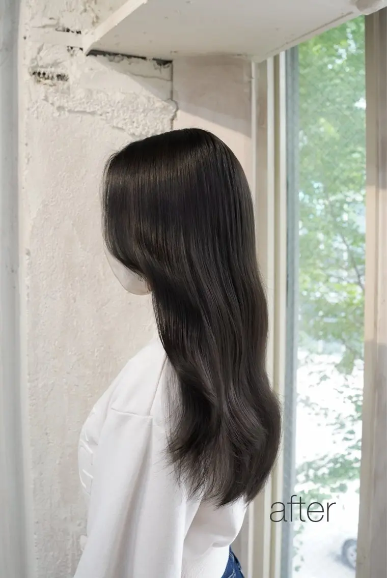 ロング カラー 透明感カラー グレージュ オリーブグレージュ オリーブグレー カット ヘアカラー ブリーチなし透明感 カラー/チサト🌿のヘアスタイル
